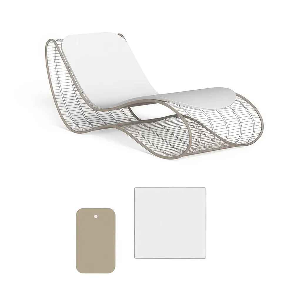 Luxury Minimalist Sun Lounger - Ergonomic Patio and Beach Chair Champagne