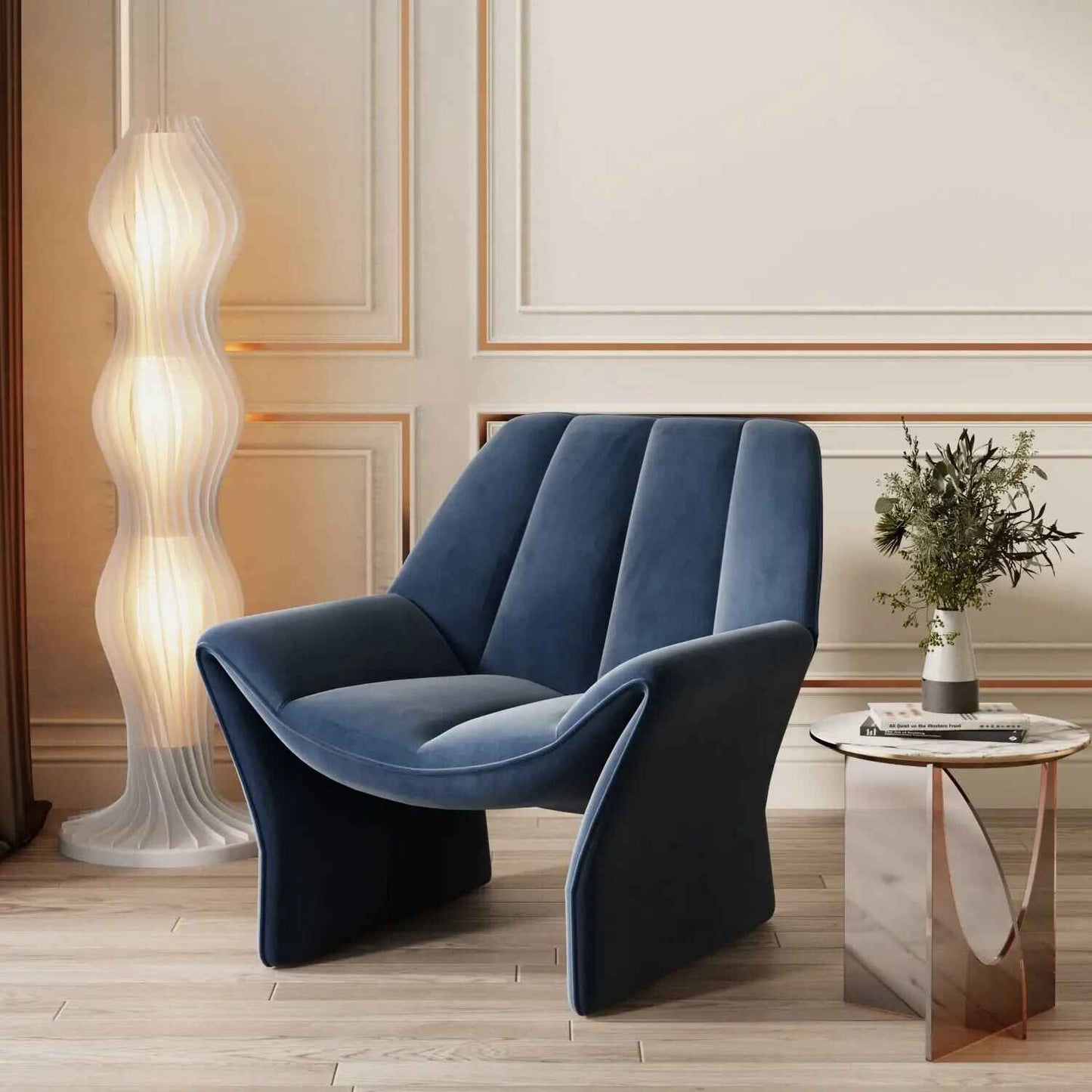 Luxury Nordic-Style Ergonomic Armrest Sofa Chair for Living Room Blue