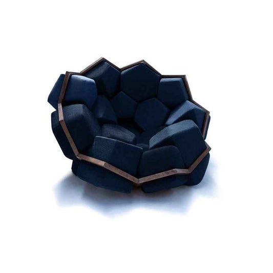 Artistic Quartz Armrest Leisure Chair - Modern Fabric Single Sofa for Home and Hotel Dark blue