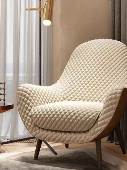 Elegant Italian Minimalist Wingback Leisure Chair for Living Room White