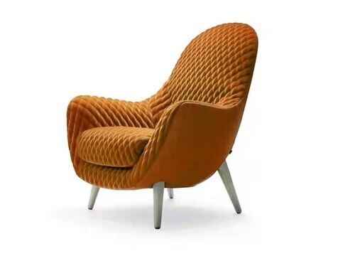 Elegant Italian Minimalist Wingback Leisure Chair for Living Room Orange