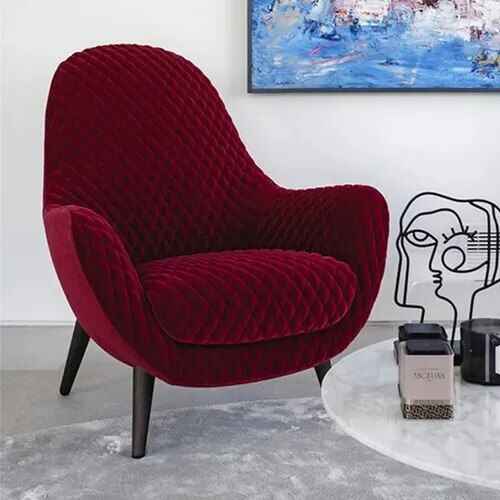 Elegant Italian Minimalist Wingback Leisure Chair for Living Room Red