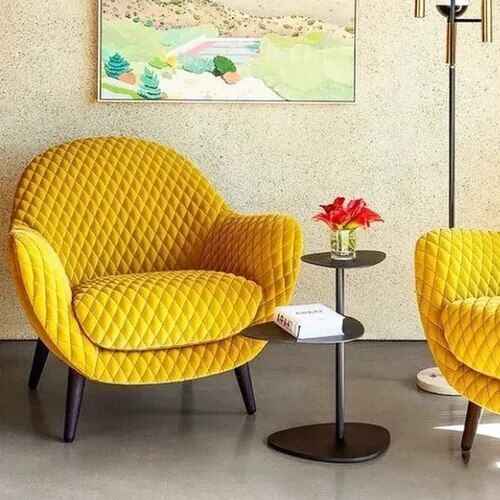 Elegant Italian Minimalist Wingback Leisure Chair for Living Room Yellow