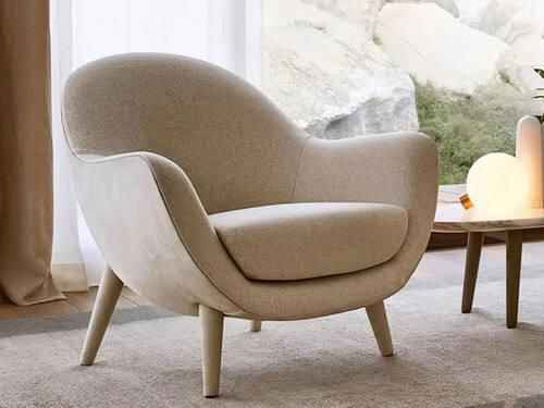 Elegant Italian Minimalist Wingback Leisure Chair for Living Room Right side view