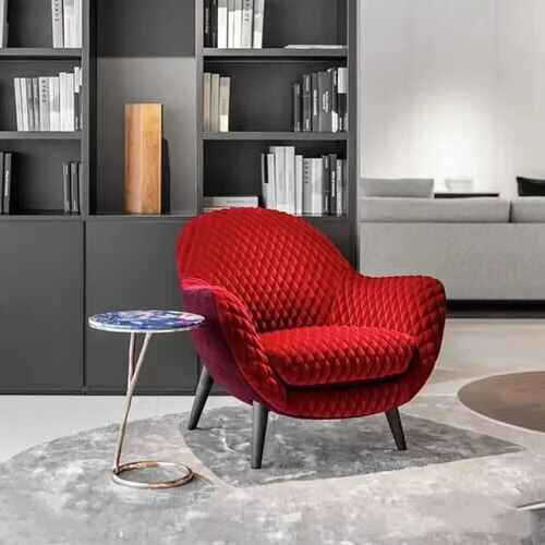 Elegant Italian Minimalist Wingback Leisure Chair for Living Room Red-short