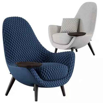 Elegant Italian Minimalist Wingback Leisure Chair for Living Room Blue