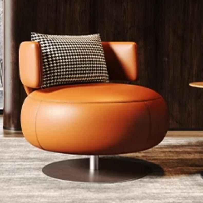 Luxury Rotatable Single Seater Sofa - Elegant Leisure Chair for Living & Bedrooms Orange