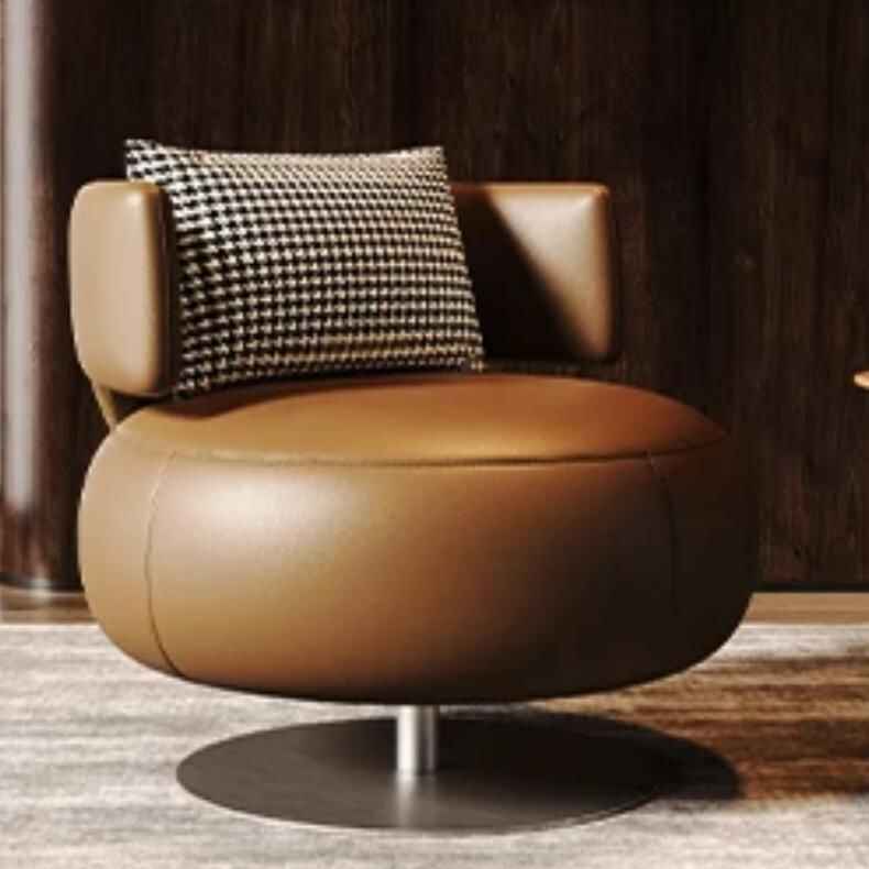 Luxury Rotatable Single Seater Sofa - Elegant Leisure Chair for Living & Bedrooms Brown