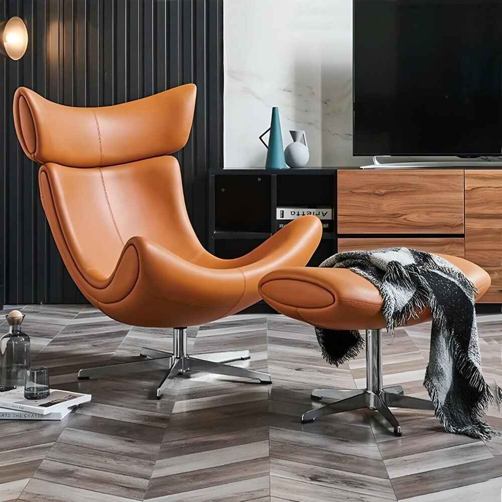 Luxury Modern Leather Leisure Chair for Living Room & Office Side view