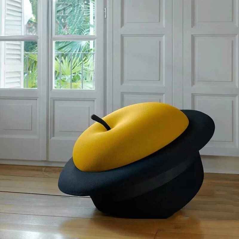 Artistic Hat-Shaped Children's Lounge Chair – Modern Style Decorative Stool Yellow