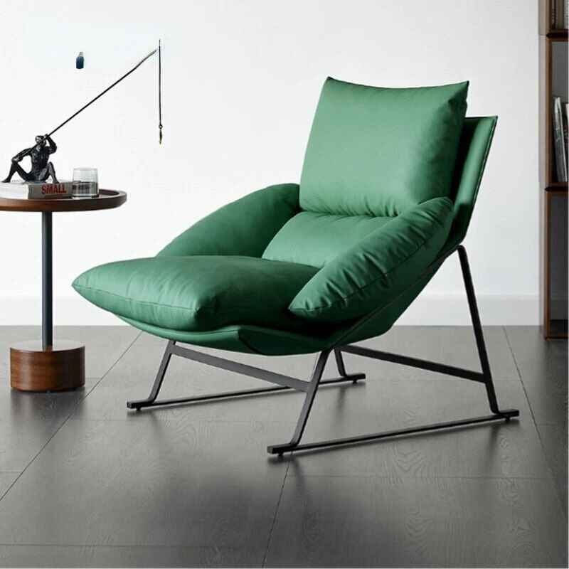 Nordic-Style Leather Down Single Sofa Chair - Sleek Italian Minimalist Design 