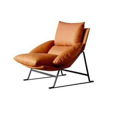 Nordic-Style Leather Down Single Sofa Chair - Sleek Italian Minimalist Design Faux Leather Orange 