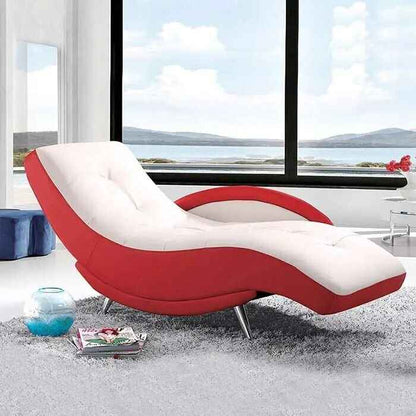 Modern Minimalist Leather Lounge Chair - Elegant Single Sofa for Bedroom & Living Room Red/White