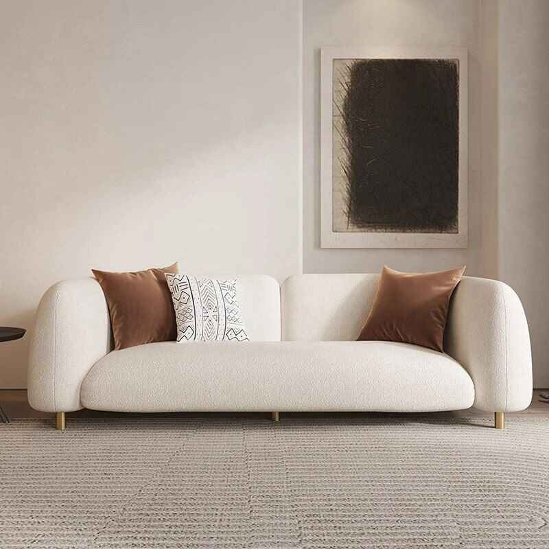 Luxurious 3-Seater Fabric Sofa White