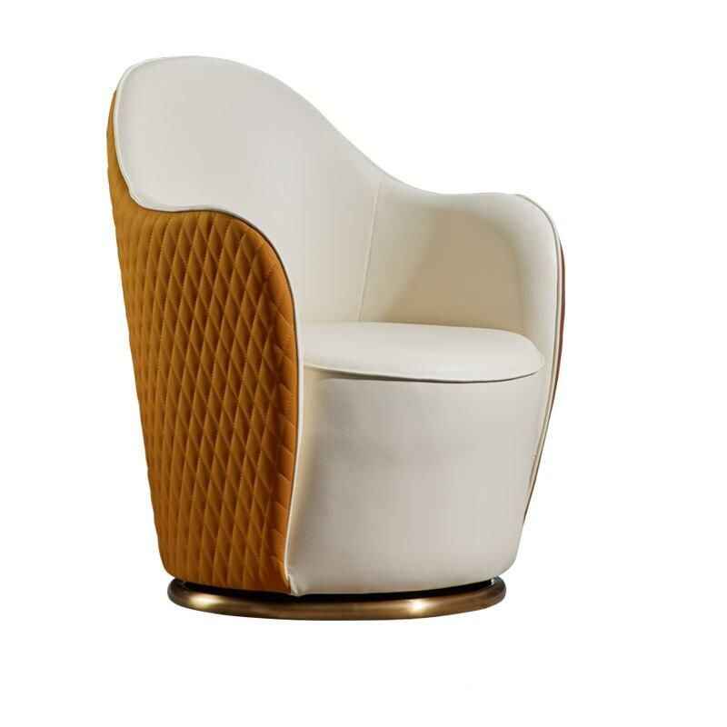 Swivel Leisure Chair  Orange + Cream White