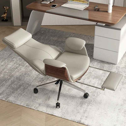 Deluxe Leather Office Chair with Armrests and Rollers lay down 