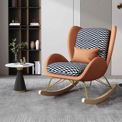 Luxurious Minimalist Modern Leather Armchair Orange