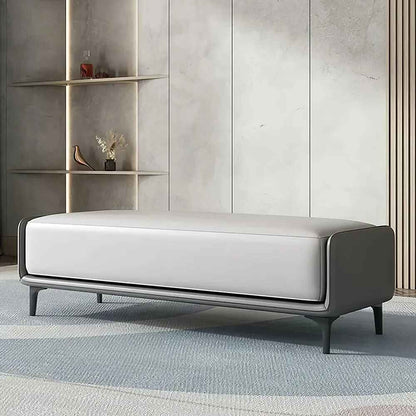 Modern Italian Velvet Ottoman Light Gray