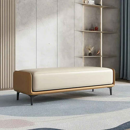 Modern Italian Velvet Ottoman Orange Beige