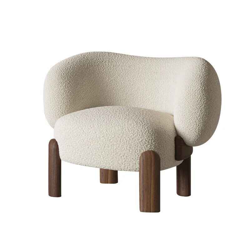 European Single Designer Armchair Dirty White Walnut Leg