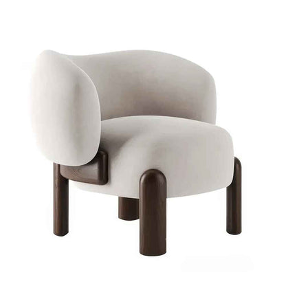 European Single Designer Armchair White Walnut Leg