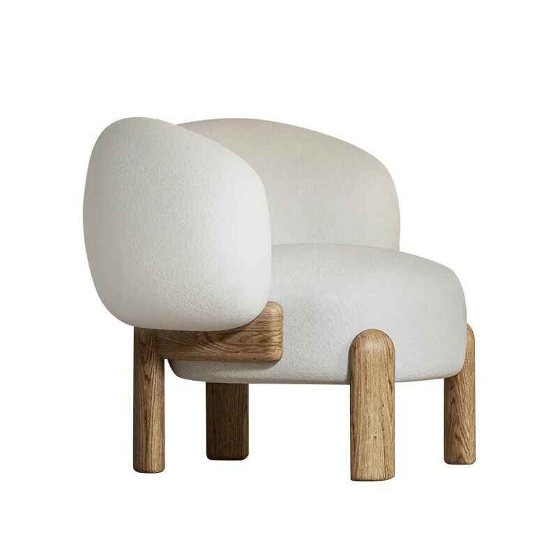 European Single Designer Armchair White Wood Leg