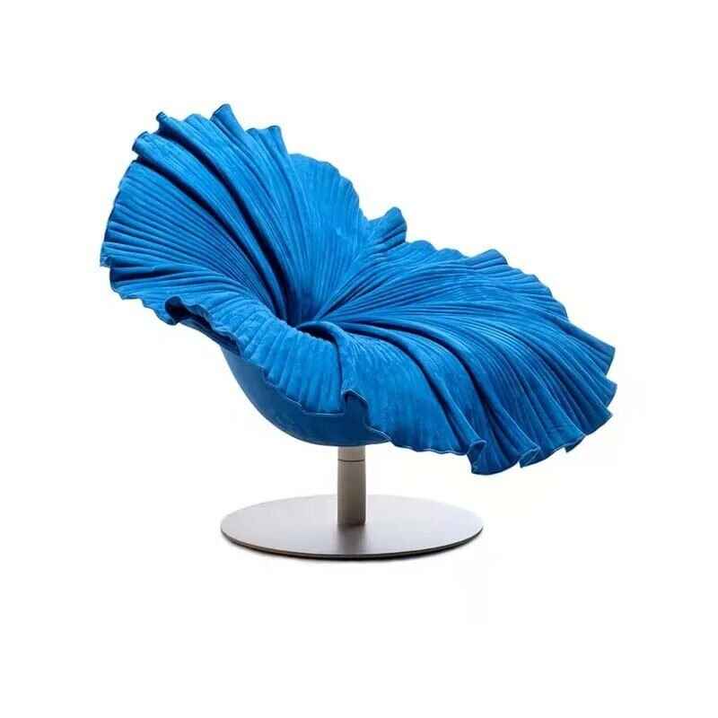 Modern Nordic Swirl Lounge Chair Blue