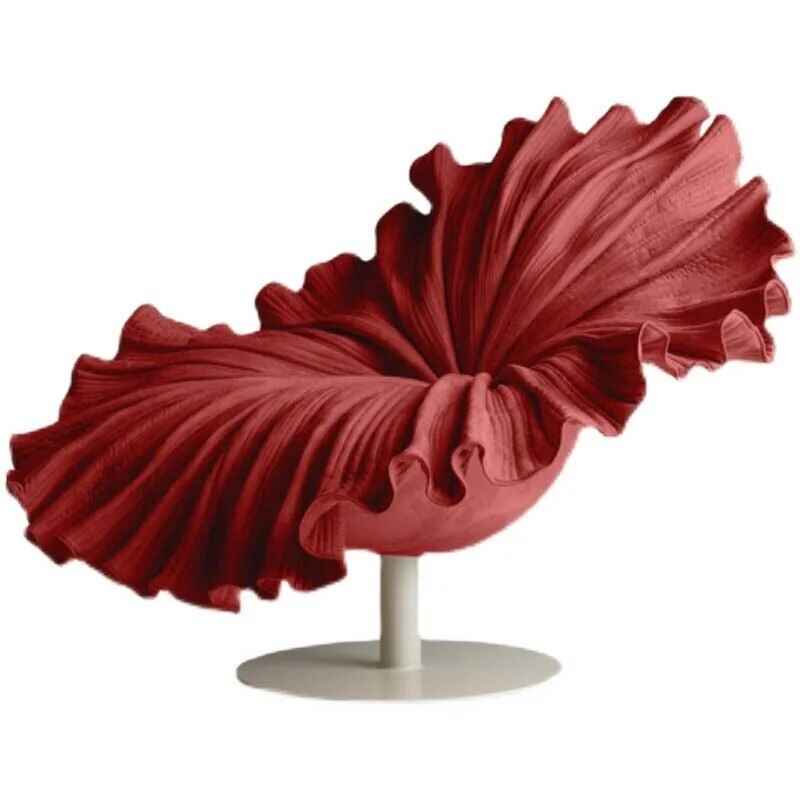 Modern Nordic Swirl Lounge Chair Red