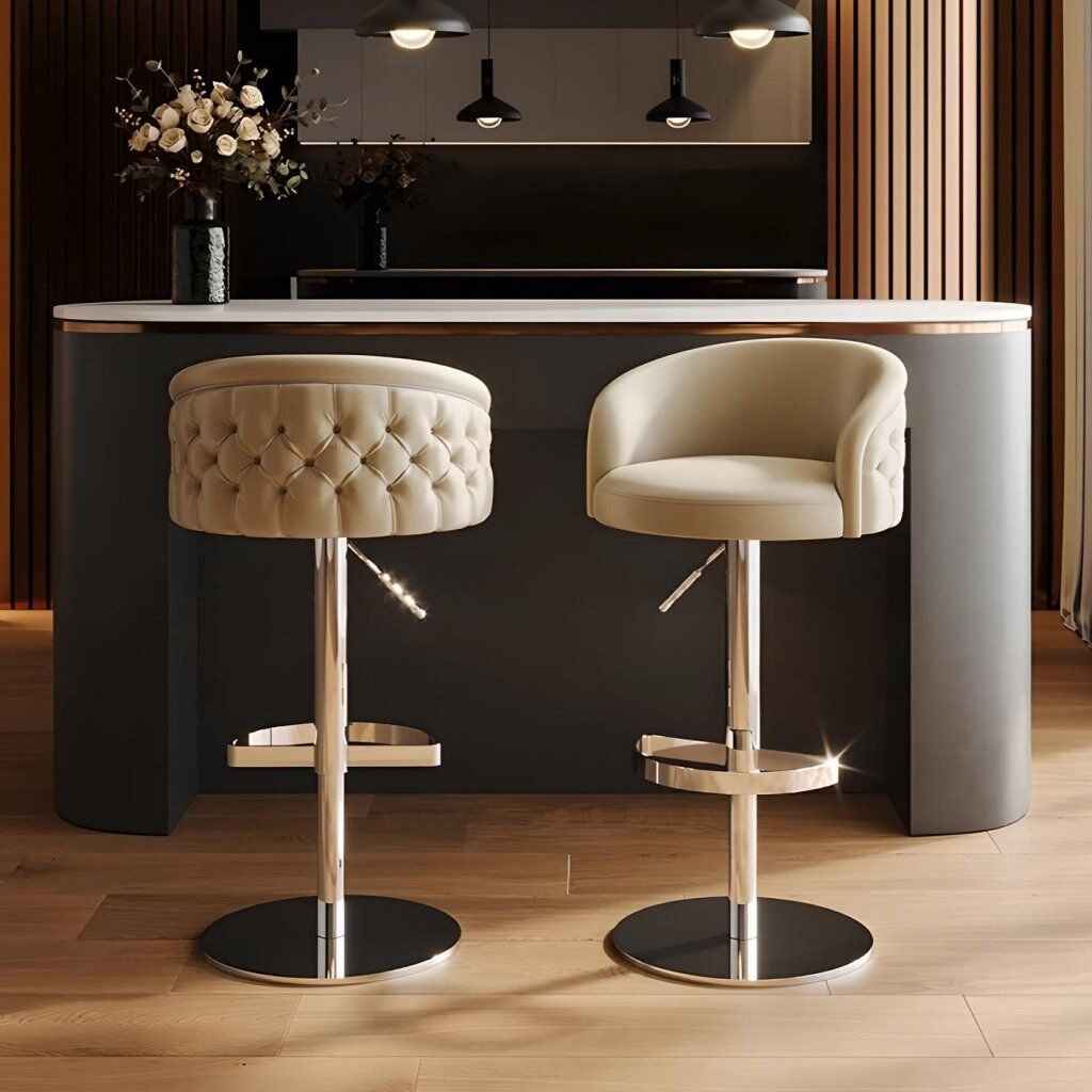 Modern Minimalist Swivel Bar Stool Front and back view