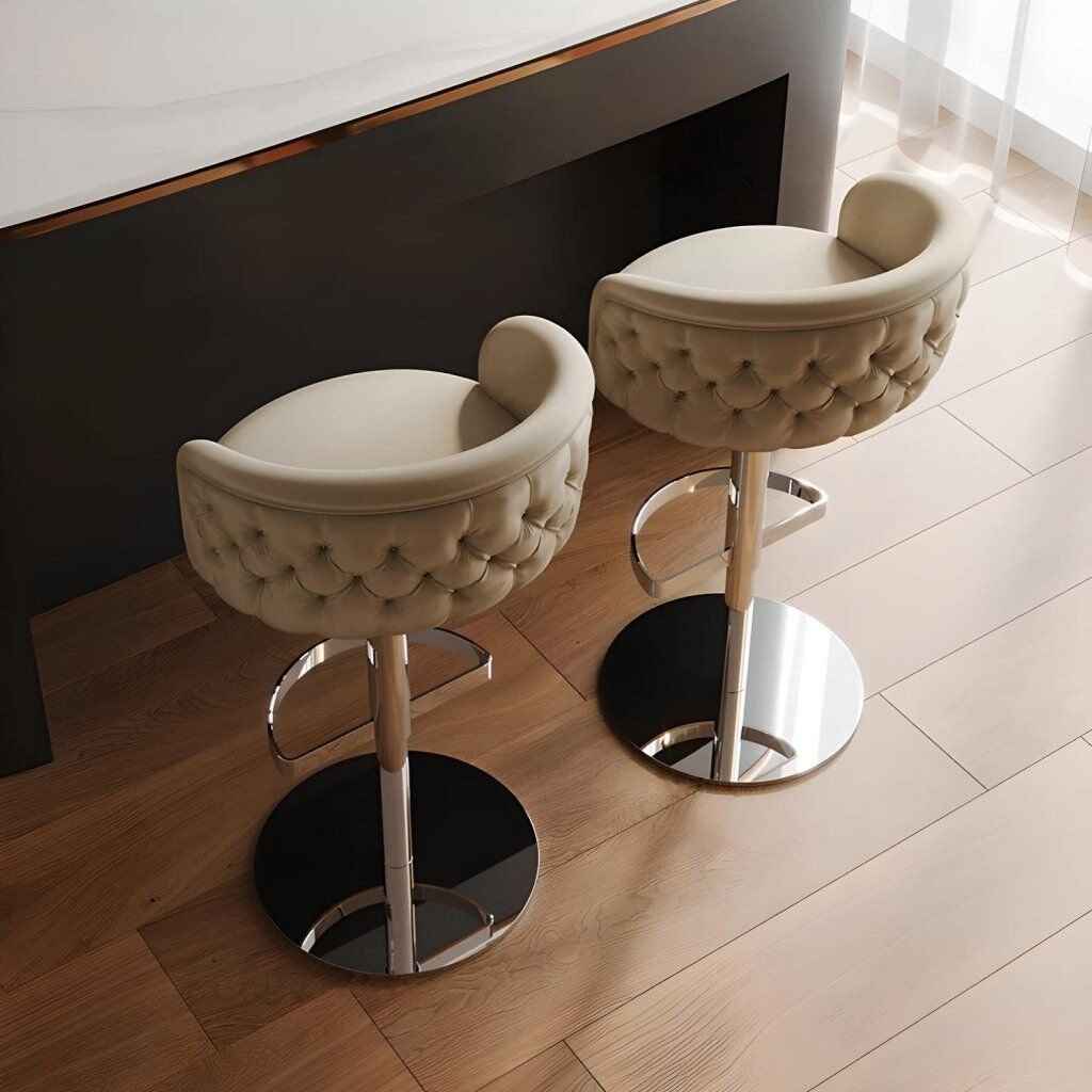 Modern Minimalist Swivel Bar Stool Black Up view