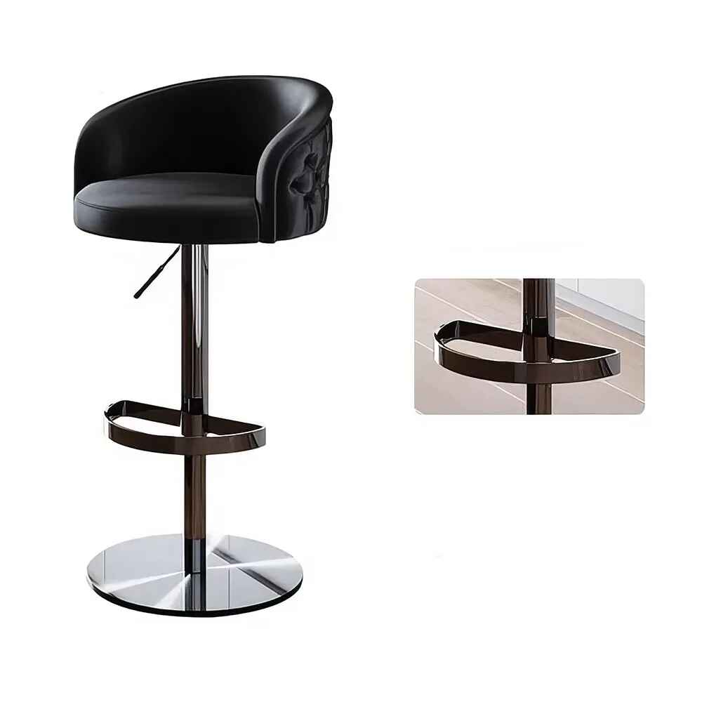 Modern Minimalist Swivel Bar Stool Black Feature