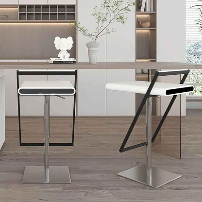 Luxury Minimalist Modern Adjustable Bar Stool with Backrest Back View