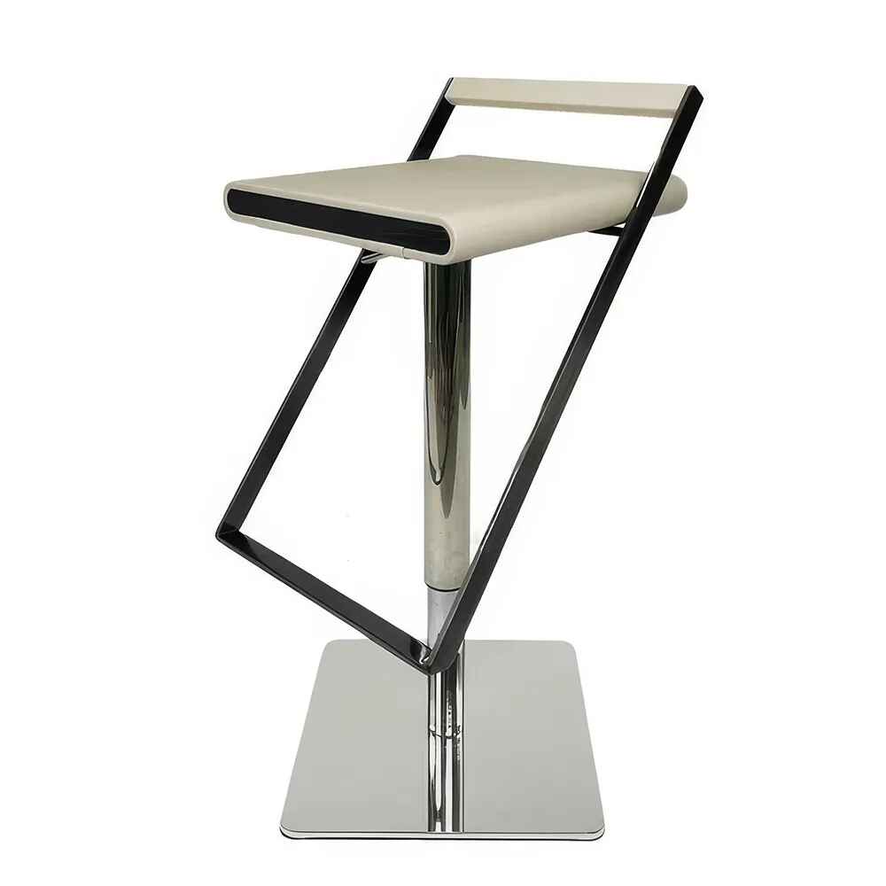 Luxury Minimalist Modern Adjustable Bar Stool with Backrest Light Gray