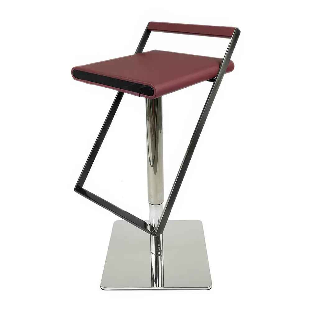 Luxury Minimalist Modern Adjustable Bar Stool with Backrest Wine Red