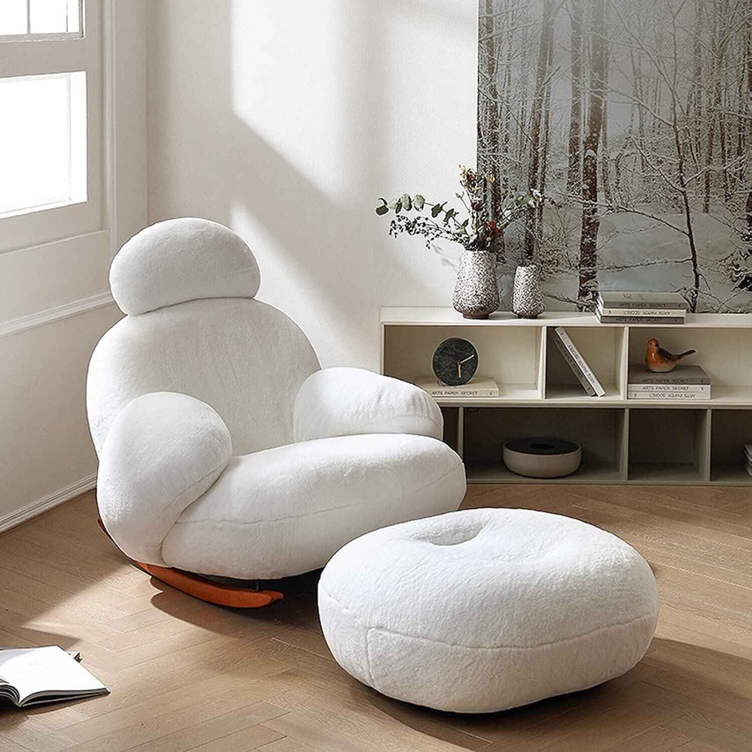 Modern Minimalist Leisure Chair - Nordic Style Lounge Recliner for Living Room, Bedroom, and Office Right Side view