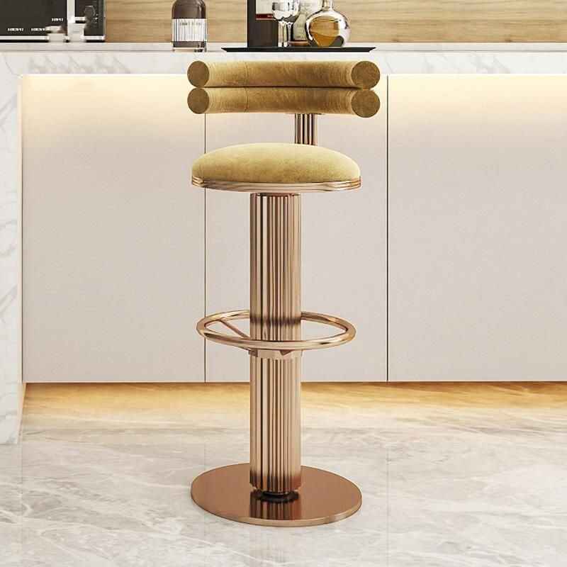 Modern Velvet Swivel Bar Chairs - Stylish Stainless Steel Stools for Bars & Restaurants front view