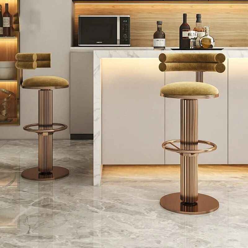 Modern Velvet Swivel Bar Chairs - Stylish Stainless Steel Stools for Bars & Restaurants in the Bar counter