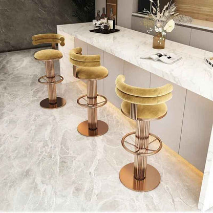 Modern Velvet Swivel Bar Chairs - Stylish Stainless Steel Stools for Bars & Restaurants Upper view