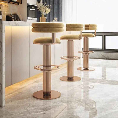 Modern Velvet Swivel Bar Chairs - Stylish Stainless Steel Stools for Bars & Restaurants Back View