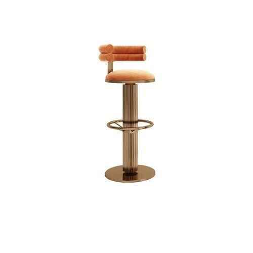 Modern Velvet Swivel Bar Chairs - Stylish Stainless Steel Stools for Bars & Restaurants Orange