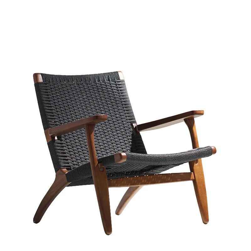 Elegant Nordic Single Sofa Recliner Chair walnut  black