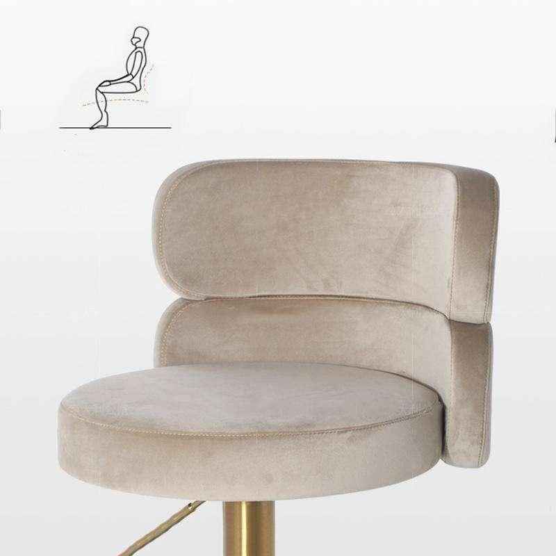 Luxurious Nordic-Inspired Swivel Bar Chair with Adjustable Height & Stainless Steel Frame Back and side view khaki Close up