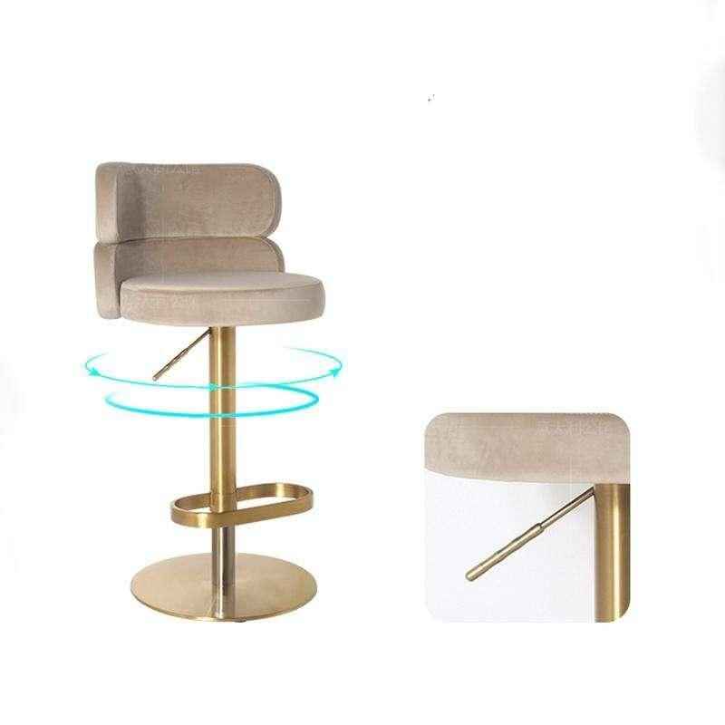 Luxurious Nordic-Inspired Swivel Bar Chair with Adjustable Height & Stainless Steel Frame Tilt controler