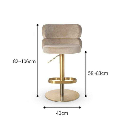 Luxurious Nordic-Inspired Swivel Bar Chair with Adjustable Height & Stainless Steel Frame Dimension