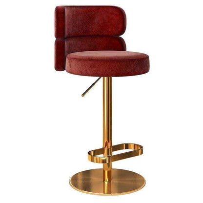 Luxurious Nordic-Inspired Swivel Bar Chair with Adjustable Height & Stainless Steel Frame wine red