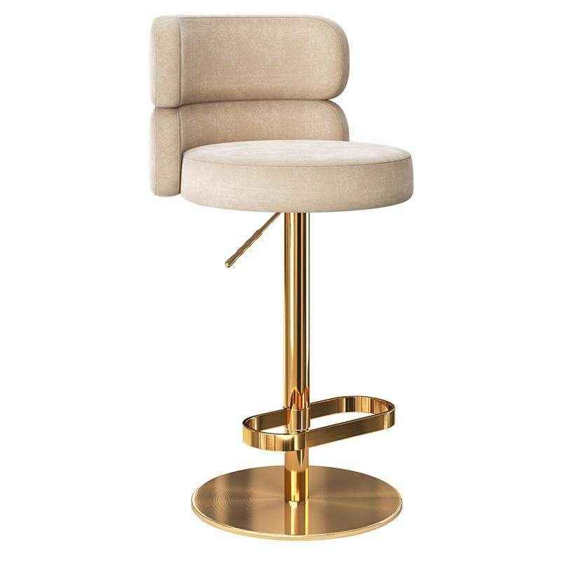 Luxurious Nordic-Inspired Swivel Bar Chair with Adjustable Height & Stainless Steel Frame Khaki