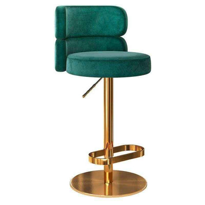 Luxurious Nordic-Inspired Swivel Bar Chair with Adjustable Height & Stainless Steel Frame Blackish Green