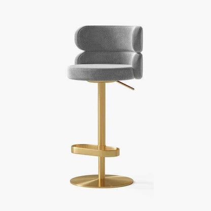 Luxurious Nordic-Inspired Swivel Bar Chair with Adjustable Height & Stainless Steel Frame Gray