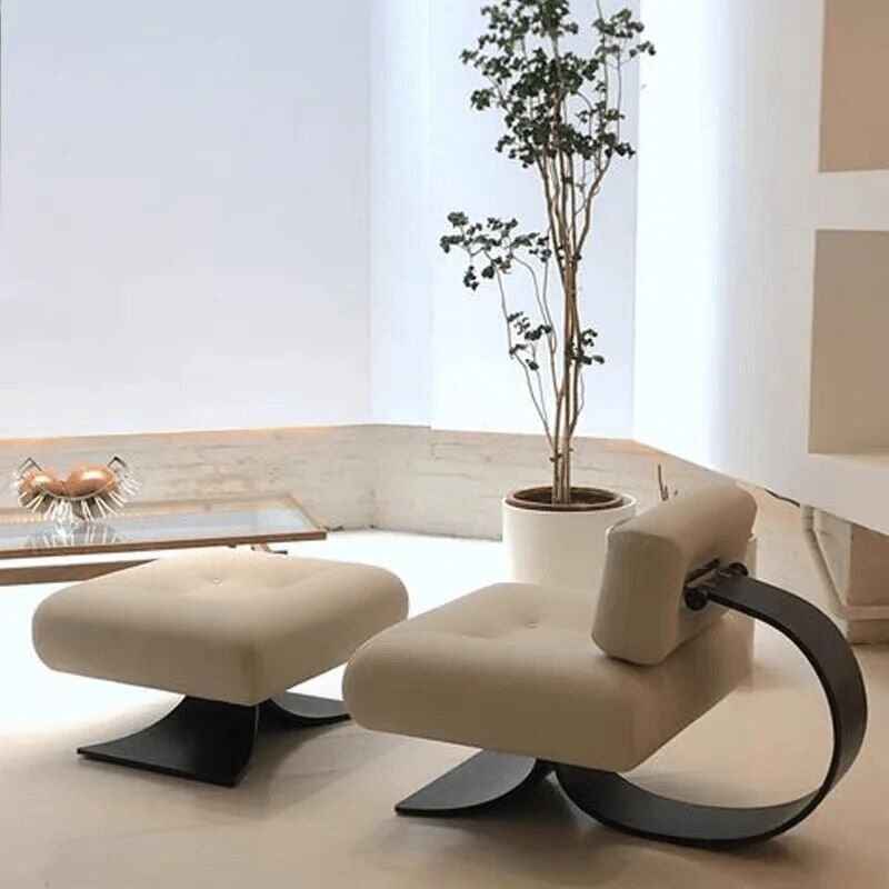 Modern Minimalist Recliner Chair – Comfortable, Stylish Lounge & Reading Chair for Living Room beige with foot rest