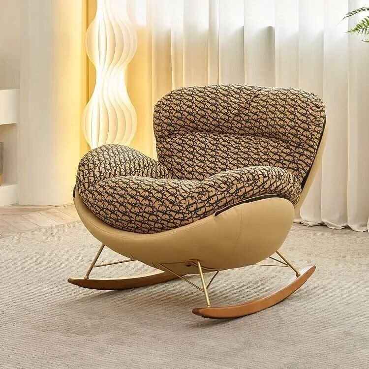 Modern Nordic Snail Rocking Chair - Luxury Chaise Lounge for Living Room and Balcony front view